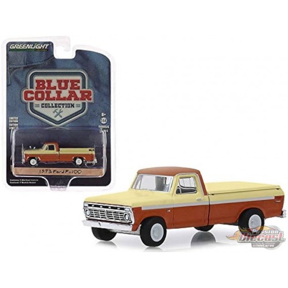 1973 Ford F-100 with Bed Cover, Blue Collar Collection Series 6 Greenlight 1/64, 35140 B  Passion Diecast 