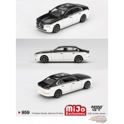 BMW i7 xDrive60 Blanc Alpin / Saphir Noir - Mini GT - 1:64 - MGT00959 Passion Diecast