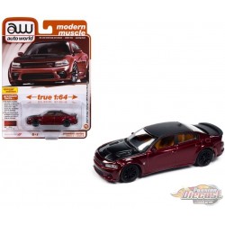 Dodge Charger SRT Hellcat Redeye 2021 en rouge octane avec toit et capot noir mat - Auto World - 1/64 - AWSP172 B