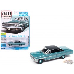 1964 Ford Galaxie 500XL in Dynasty Green with Black Roof - Auto World - 1/64 - AWSP174 B