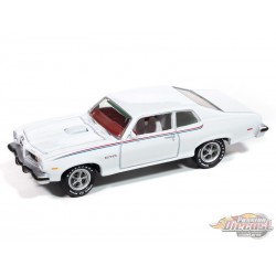 Pontiac GTO 1974 Mecum Auctions en blanc avec bande rouge, blanche et bleue - Johnny Lightning 1/64 - JLCT015 C Passion Diecast