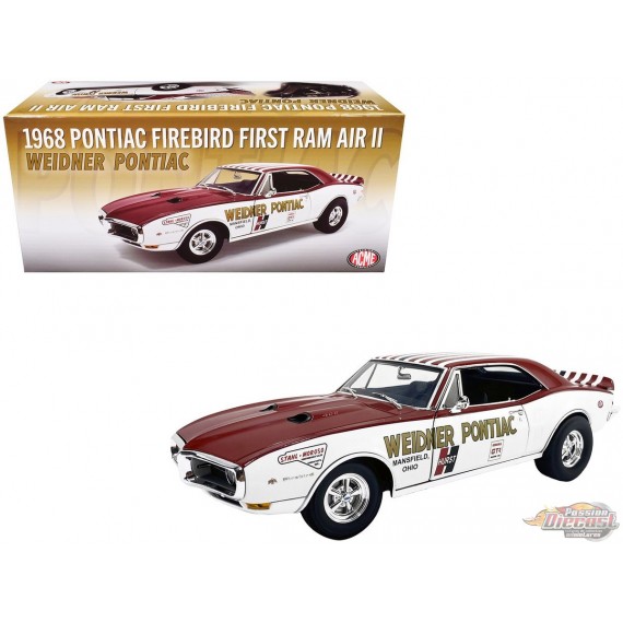 Weidner Pontiac Drag - 1968 Pontiac Firebird First Ram Air II in White and Red - ACME - 1/18 - A1805221