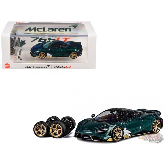 McLaren 765LT - Metallic Green with Black Top - Limited Edition - CM Model - 1:64 - CM64-765LT-17 Passion Diecast