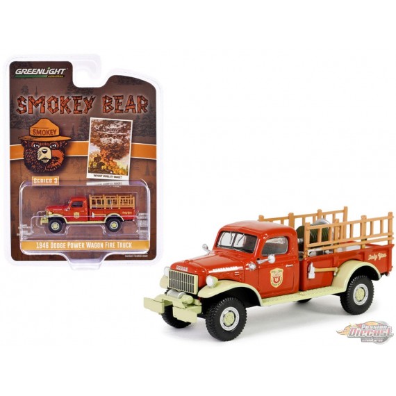 Fire Service - 1946 Dodge Power Wagon Fire Truck - Smokey Bear Series 3 - 1/64 Greenlight - 38060 A