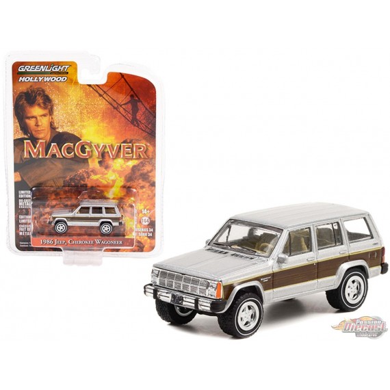 1986 Jeep Cherokee Wagoneer - MacGyver  - Hollywood Series 34 - 1/64 Greenlight - 44940 C Passion Diecast 