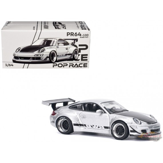 RWB 997 SILVER - Pop Race 1:64 - PR640130 -  Passion Diecast 