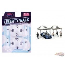 (Preorder) Auvent Liberty Walk - Blanc - Ensemble en métal - American Diorama 1/64 - AD-2416