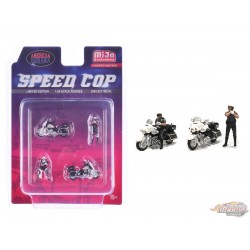 Figures Speed Cop Police Motorcycles - 4 Piece metal set - American Diorama - 1/64 - AD-64530