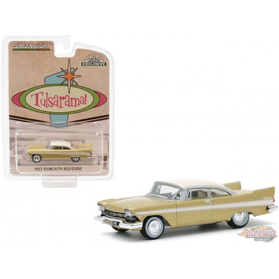 1957 Plymouth Belvedere - Desert Gold  - "Tulsarama" 1957 Underground Vault - greenlight 1/64 - Hobby Exclusif - 30157