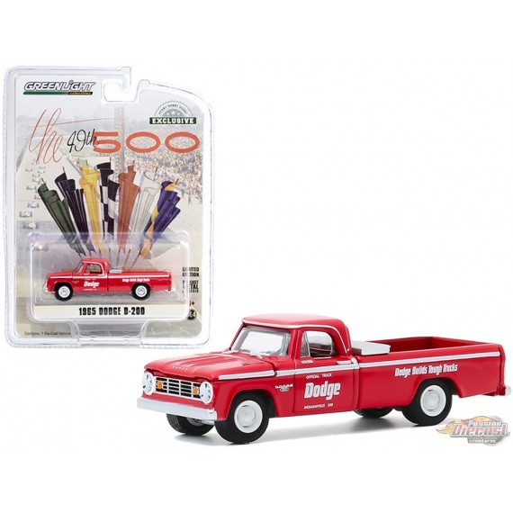 1965 Dodge D-200 49th  500 Mile  Official Truck -  greenlight 1/64 - Hobby Exclusif - 30184 -  Passion Diecast 