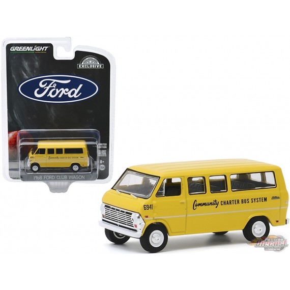 1968 Ford Club Wagon School Bus - Greenlight 1/64 Hobby Exclusive - 30155 -  Passion Diecast 