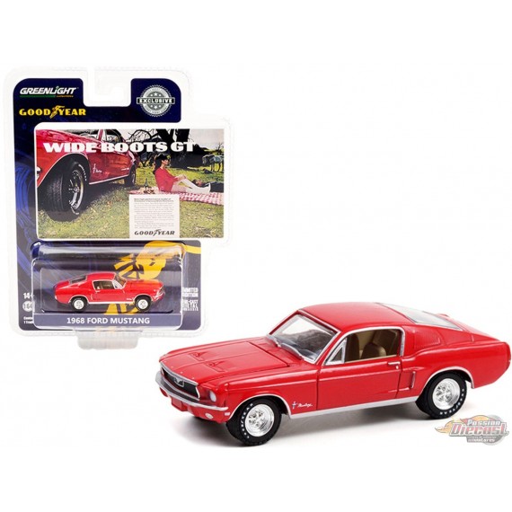Goodyear Vintage Ad Cars - 1968 Ford Mustang - Wide Boots GT - Hobby Exclusive - 1/64 Greenlight - 30247