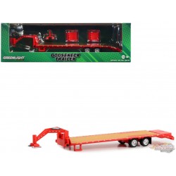 Gooseneck Trailer in Red with Red & White Conspicuity Stripes - Hitch & Tow Trailers - Hobby Exclusive - 1/64 Greenlight - 30467