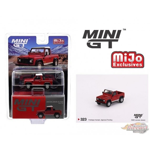 Land Rover Defender 90 Pickup - Masai Red - Mini GT - 1:64 - MGT00323 Passion Diecast