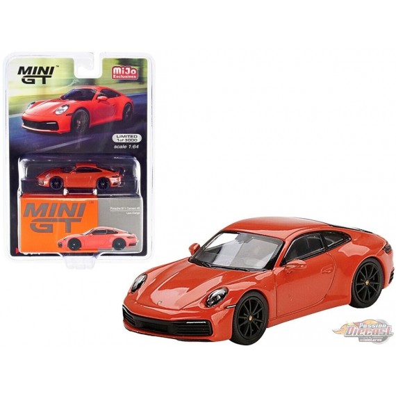 Mini GT - 1:64 - Porsche 911 (992) Carrera 4S Lava Orange - Mijo Exclusives USA - MGT00371 Passion Diecast