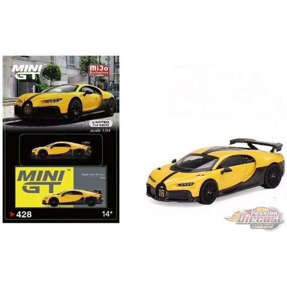 Bugatti Chiron Pur Sport Jaune - Mini GT - 1:64  - MGT00428 Passion Diecast
