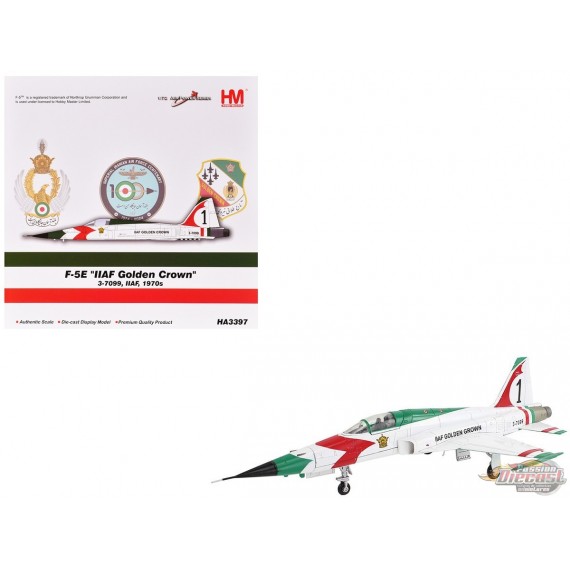 (Preorder) Northrop F-5E Tiger II / IIAF Golden Crown, no. 3-7099, Iran, 1970s / Hobby Master 1:72 HA3397