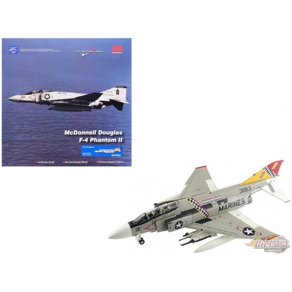 (Preorder) McDonnell Douglas F-4F Phantom II / USMC VMFA-312 Checkerboards, DR12, 1976 / Hobby Master 1:72 HA19067