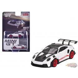 Porsche 911 (992) GT3 RS Weissach Package White with Pyro Red - Mini GT - 1:64 - MGT00706 Passion Diecast