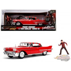 1958 Cadillac Series 62 with Freddy Krueger Figure - A Nightmare On Elm Street  -   Jada 1/24 -31102  -  Passion Diecast