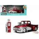 1956 Ford F-100 Pickup with Gas Pump – Red/Silver – Just Trucks - Jada - 1/24 -  35053