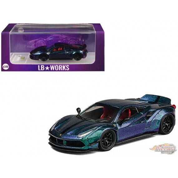 LBWK Liberty Walk 488 Widebody - Magic Purple - Limited Edition - CM Model - 1:64 - CM64-LB488 04 Passion Diecast
