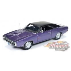 (Web Only) 1970 Dodge Charger R/T - Purple / blac vinyl top- Autoworld 1/43 AWR1141