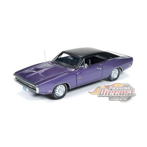 1970 Dodge Charger R/T - Purple / blac vinyl top- Autoworld 1/43 AWR1141