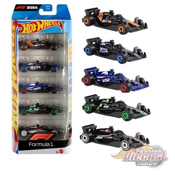 Coffret de 5 voitures de course F1 de base - Hot Wheels 1:64 - JGF58 - Passion Diecast