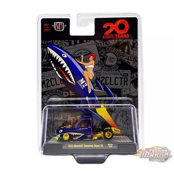 CHASE CAR 1973 Chevrolet Cheyenne Super 10 Bedless Truck - Bleu - Hobby Exclusive - M2 Machine - 1:64 - 31500-HS53GR
