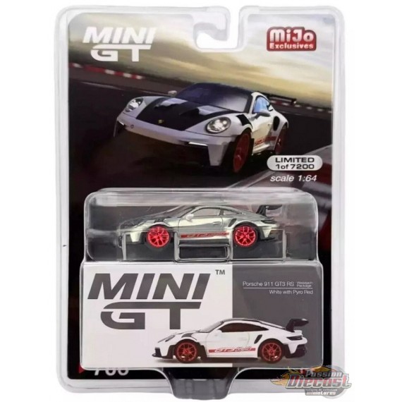 CHASE CAR Porsche 911 (992) GT3 RS Weissach Package White with Pyro Red - Mini GT - 1:64 - MGT00706GR