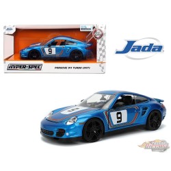 Porsche 911 Turbo (997) No.9 - Blue - Hyper-Spec - Jada 1/24 - 36372 - Passion Diecast 