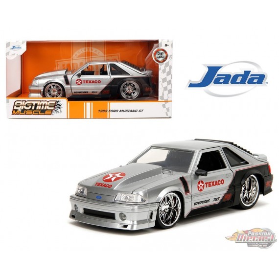 1989 Ford Mustang GT - Texaco - Candy Silver - Bigtime Muscle - Jada 1/24 - 36299 - Passion Diecast 