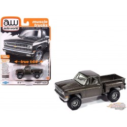 1981 Chevrolet Silverado Stepside 10 Pickup - Medium Graystone Poly - Auto World - 1/64 - AWSP179 B