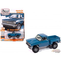 1981 Chevrolet Silverado Stepside 10 Pickup - Medium Blue - Auto World - 1/64 - AWSP179 A