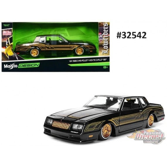 1986 Chevrolet Monte Carlo Lowrider - Hot Black - Lowriders Design - MiJo Exclusives - Maisto 1/24 - 32542 BK