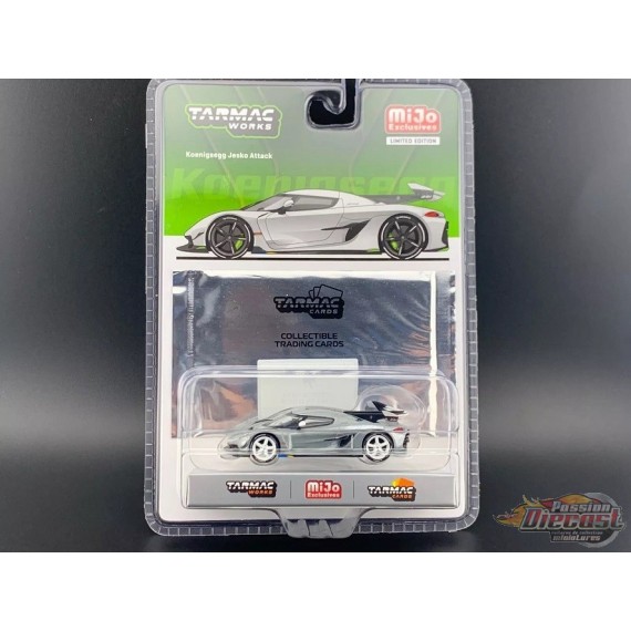 CHASE CAR Koenigsegg Jesko Attack avec carte à collectionner - Blanc - MiJo Exclusives - Tarmac Works - 1/64 - T64G-TL052-WHGR