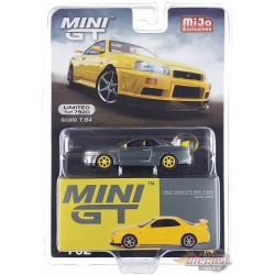 CHASE CAR Nissan Skyline GT-R (R34) V-Spec Jaune Éclair - Mini GT - 1:64 - MGT00762GR