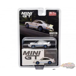 CHASE CAR Porsche 911 Carrera RS 2.7 Grand Prix Blanche avec Livrée Bleue - Mini GT - 1:64 - MGT00715GR Passion Diecast