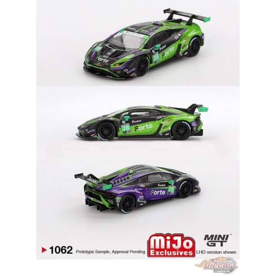 Lamborghini Huracán GT3 EVO2 No.78 Forte Racing 2024 IMSA Daytona 24 Hrs - Mini GT - 1:64 - MGT01062 Passion Diecast