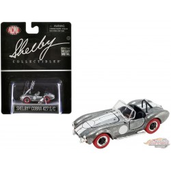 1965 SHELBY COBRA 427 S/C - RAW METAL W/ RED TIRES - Shelby Collectibles 1/64 -SC-705-M - Passion Diecast 