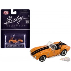 1965 SHELBY COBRA 427 S/C - ORANGE W/ BANDE NOIR - Shelby Collectibles 1/64 -SC-705-O - Passion Diecast 