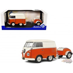 Volkswagen T1 Van Kool Combi trailer 1950 Orange - Solido - 1/18 - S1810902 - Passion Diecast 