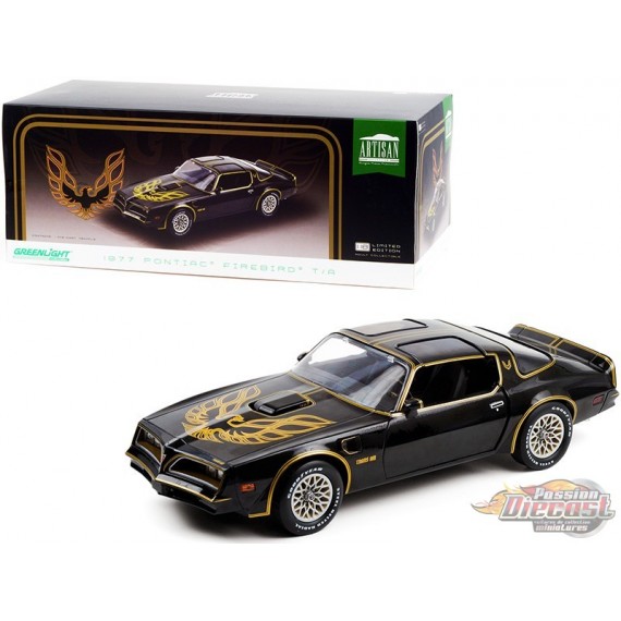 1977 Pontiac Firebird Trans Am - Starlite Black with Golden Eagle - Greenlight 1/18 - 19098 - Passion  Diecast 
