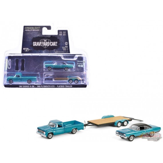 1969 Plymouth GTX & 1967 Dodge D-200 - Hollywood Hitch & Tow Series 13 - Greenlight - 1-64 - 31180 A