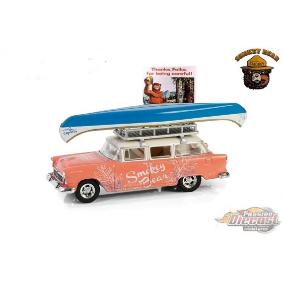 1955 Chevrolet Two-Ten Tradesman with Roof and Canoe - Smokey Bear Series 4 - 1/64 Greenlight - 38070 A
