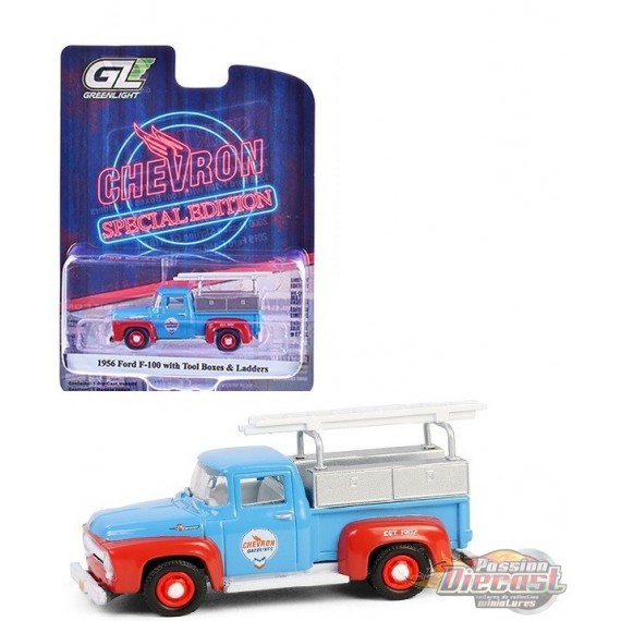 Chevron - 1956 Ford F-100 with Tool Boxes and Ladders - Chevron Special Edition Series 1 - 1/64 Greenlight - 41175 B