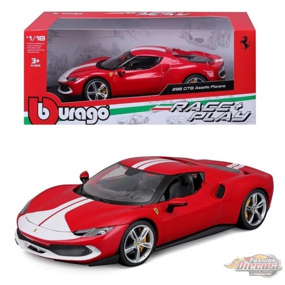 Ferrari 296 GTB Assetto Fiorano - Rouge à bande blanche - Ferrari Race & Play - Bburago 1/18 - 18-16017 RD