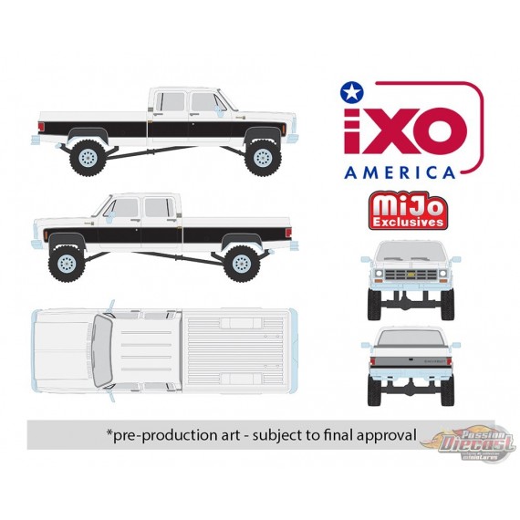 Chevrolet Silverado K30 Crew Cab Fleetside 1978 - Blanc et noir - Mijo Exclusive - IXO Models - 1:64 - IAPR1012