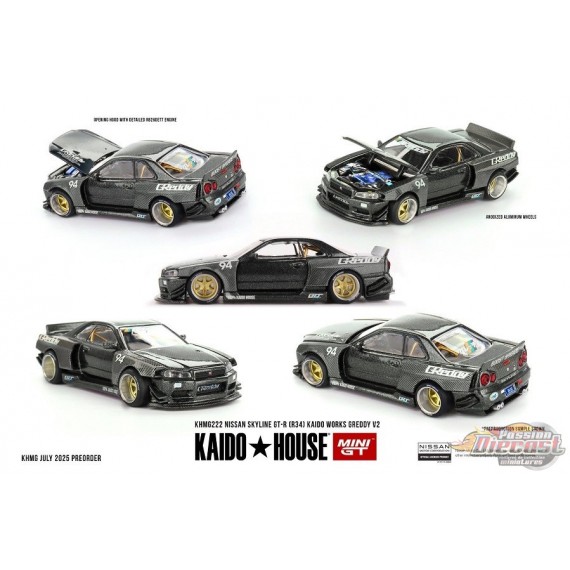Nissan Skyline GT-R (R34) Kaido Works GReddy V2 - Mini GT & Kaido★House 1/64 - KHMG222 Passion Diecast